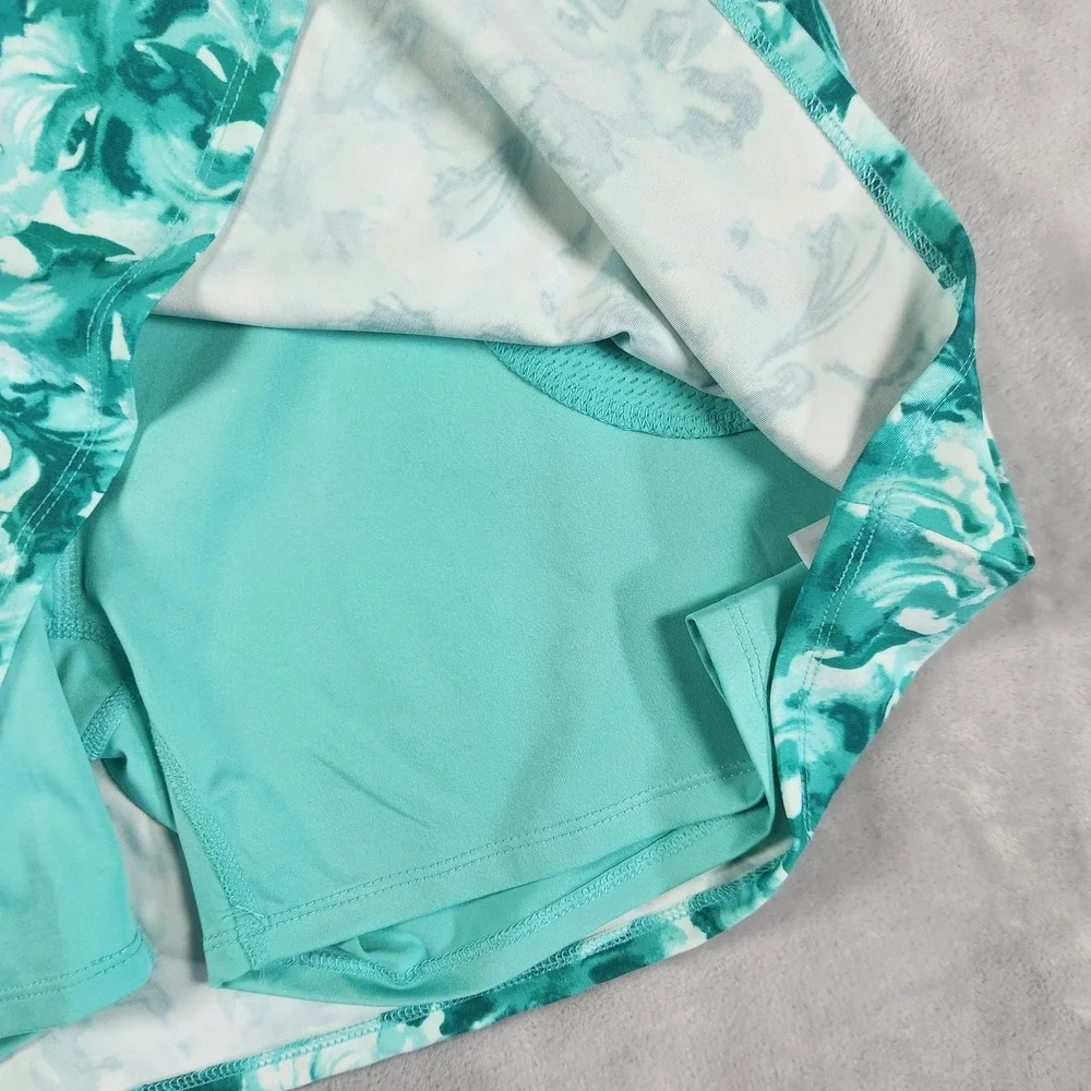 Tommy Bahama Active Golf Skort Skirt L Teal Green Floral Print UPF Athleisure‎